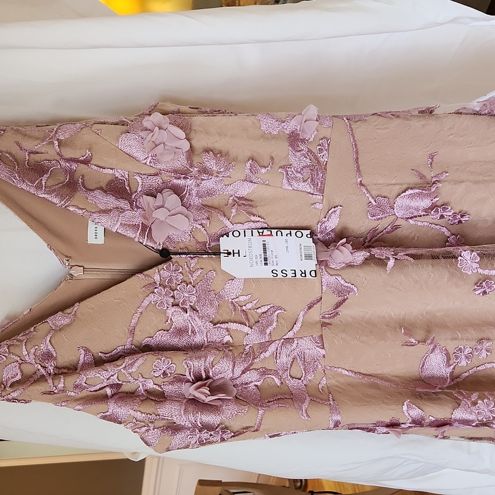 NWT Dress The Population Audrey Fit & Flare Sheer Lace Floral Appliqué Womens XL